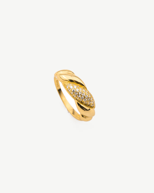 Diamond Stripe Dome Ring