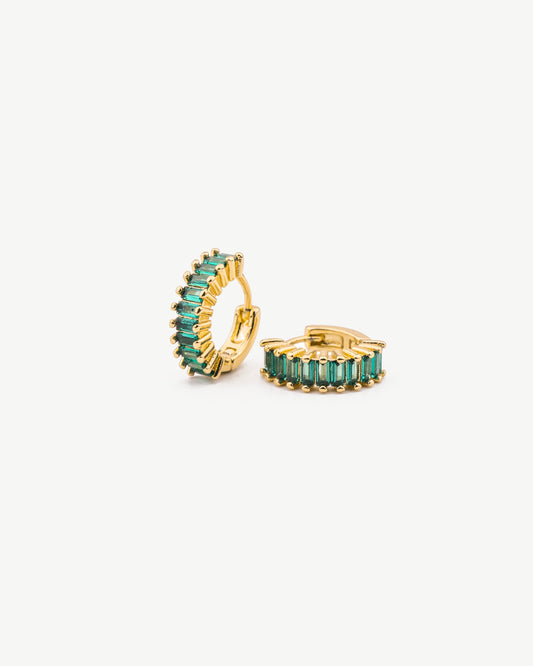 Emerald Baguette Hoop Earrings
