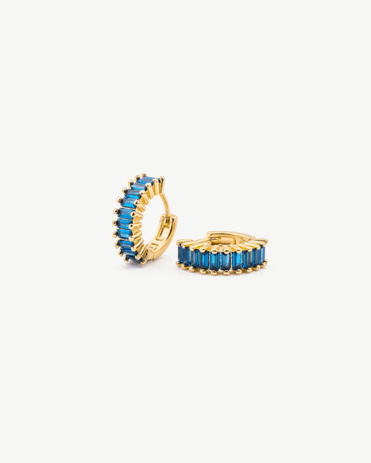 Sapphire Baguette Hoop Earrings