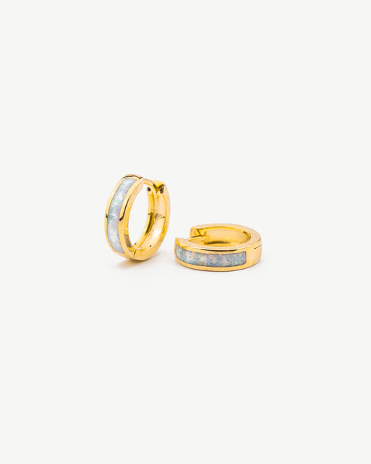 White Opal Inlay Earrings
