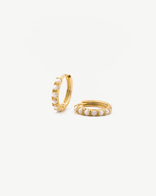 White Opal Hoop Earrings