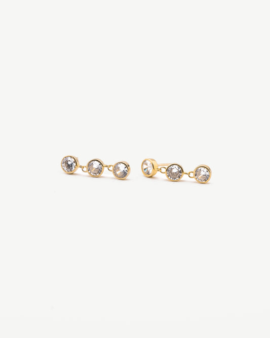Triple Diamond Dangle Studs