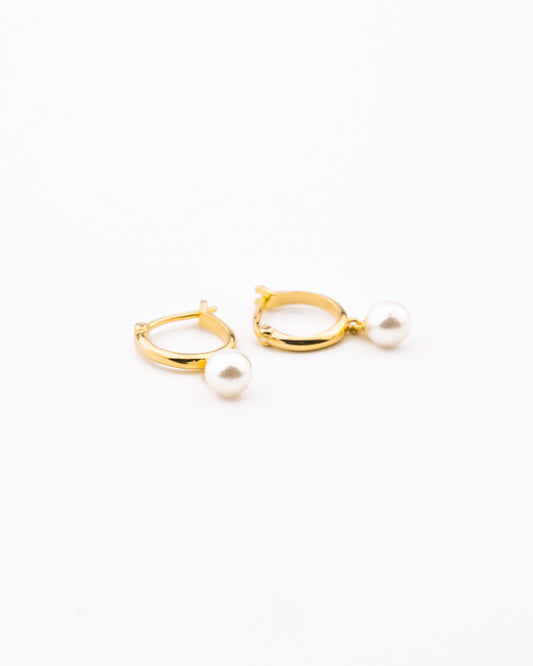 Pearl Dangle Hoop Earrings