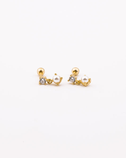 Pearl Dangle Diamond Studs