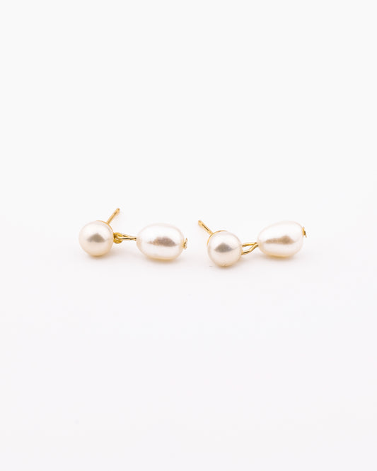 Double Pearl Drop Earrings