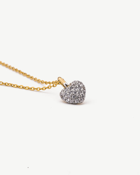 Puffy Diamond Heart Necklace