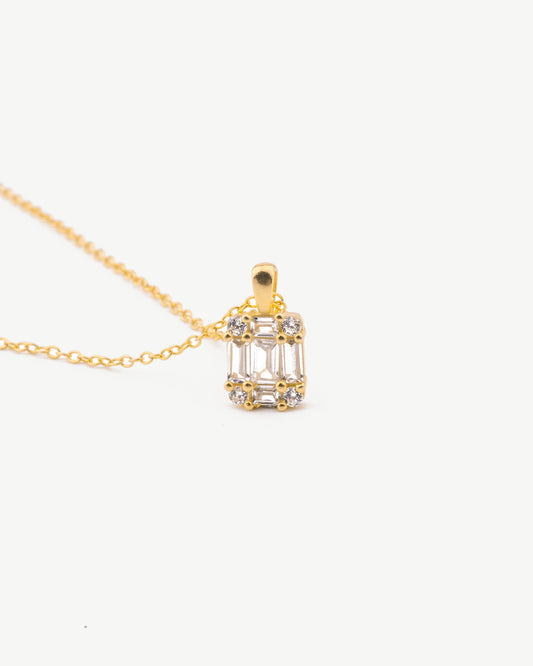 Baguette Diamond Tag Necklace
