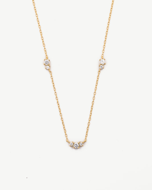 Triple Diamond Station Necklace