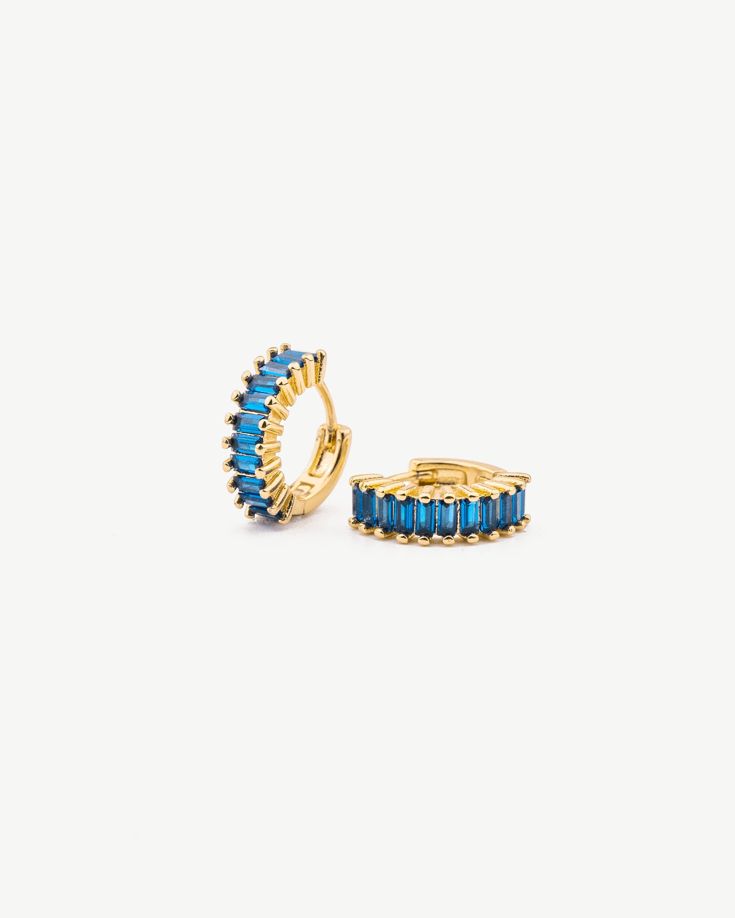 Sapphire Baguette Hoop Earrings