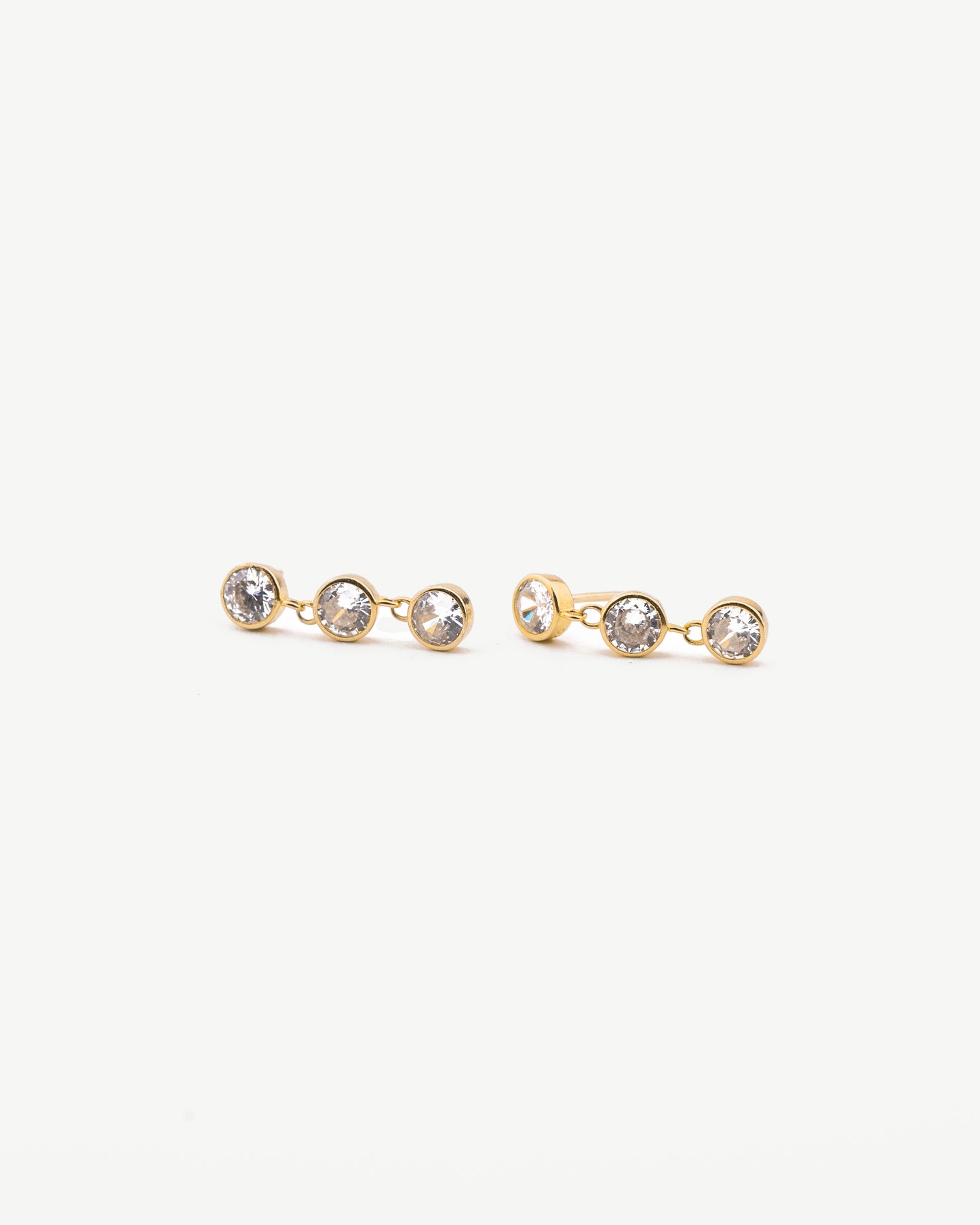 Triple Diamond Dangle Studs