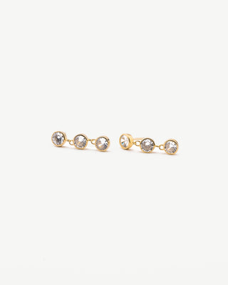 Triple Diamond Dangle Studs