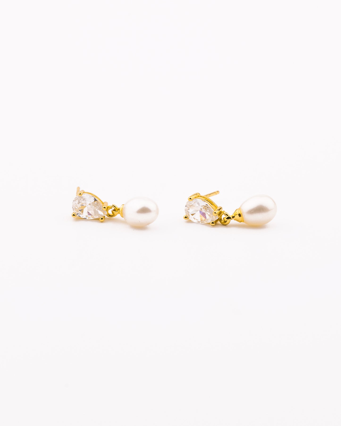 Teardrop Diamond Pearl Earrings
