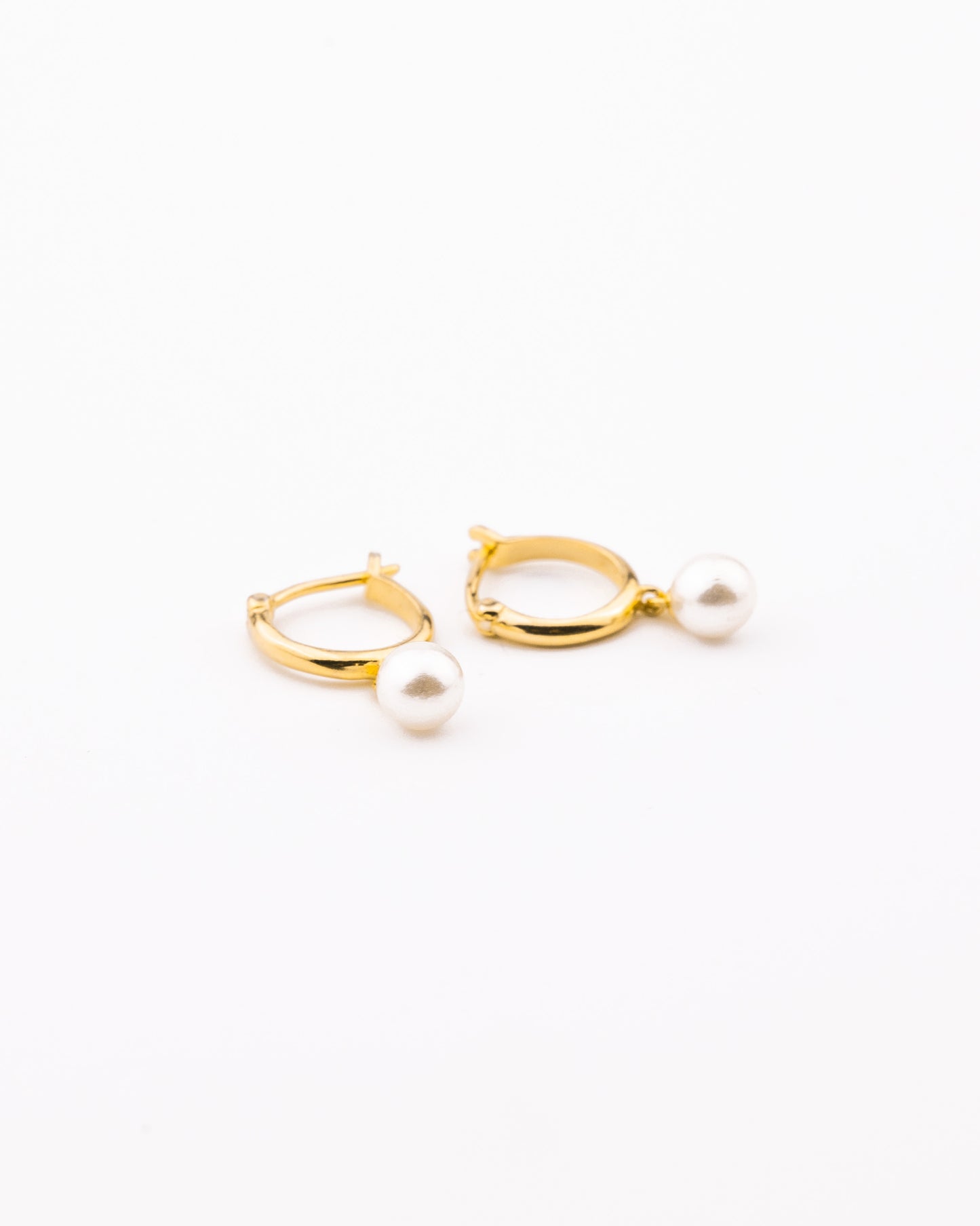 Pearl Dangle Hoop Earrings