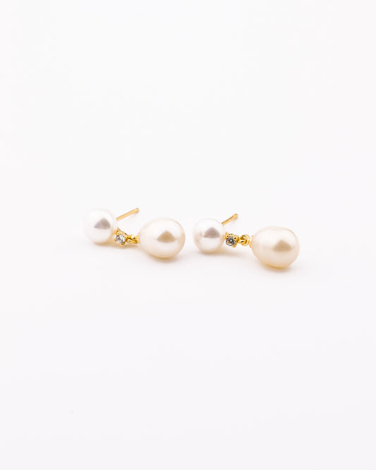Double Pearl Droplet Earrings