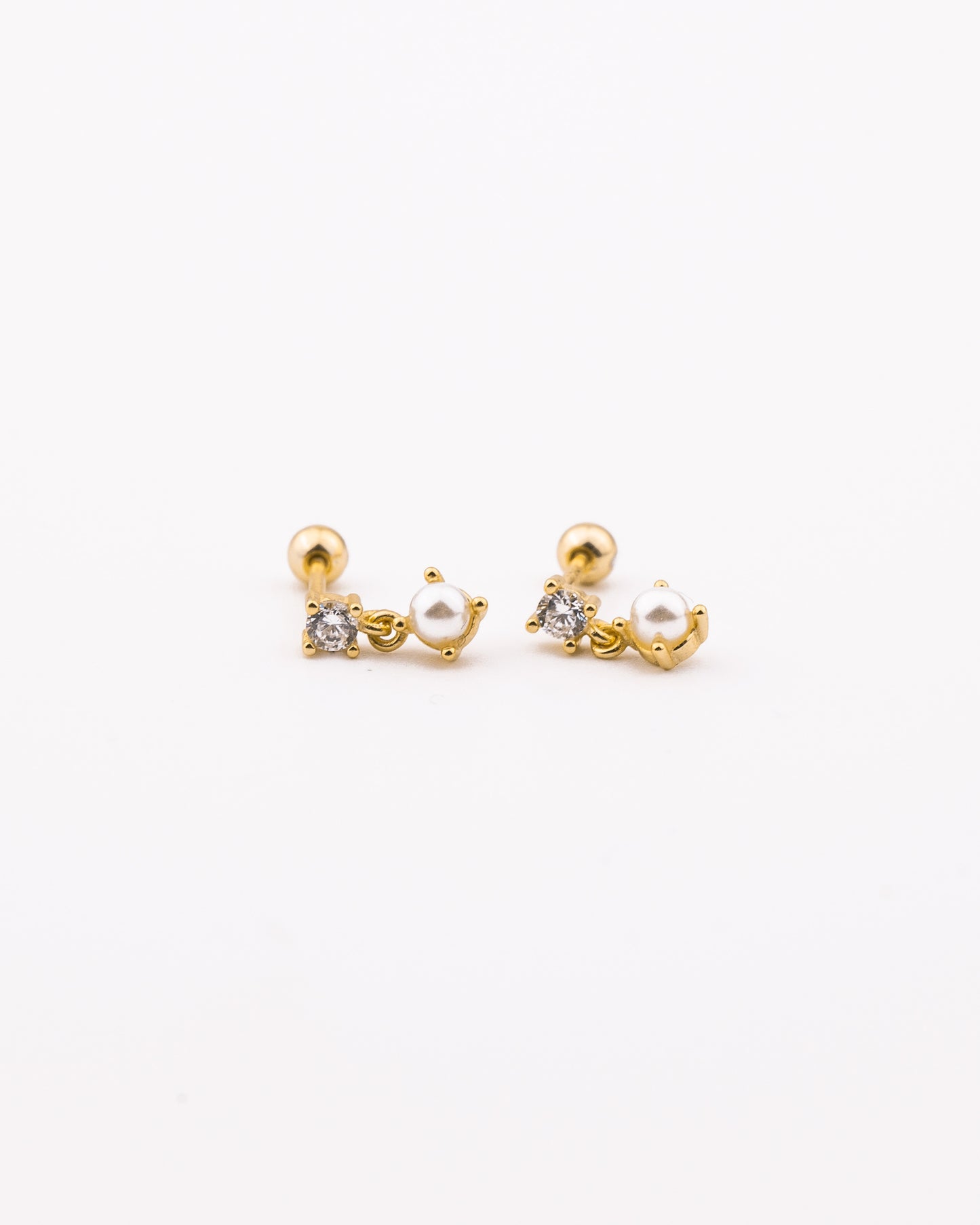 Pearl Dangle Diamond Studs