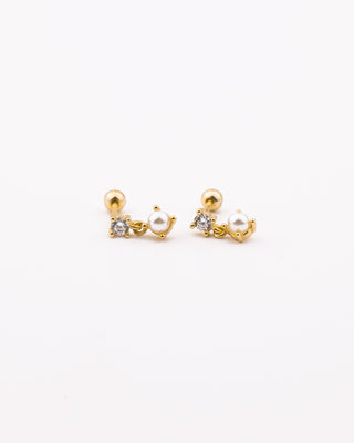 Pearl Dangle Diamond Studs