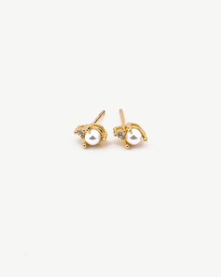 Tiny Pearl Diamond Studs