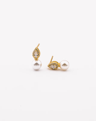 Teardrop Diamond Pearl Studs