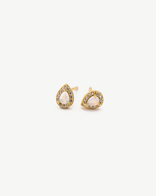 Moonstone Halo Studs