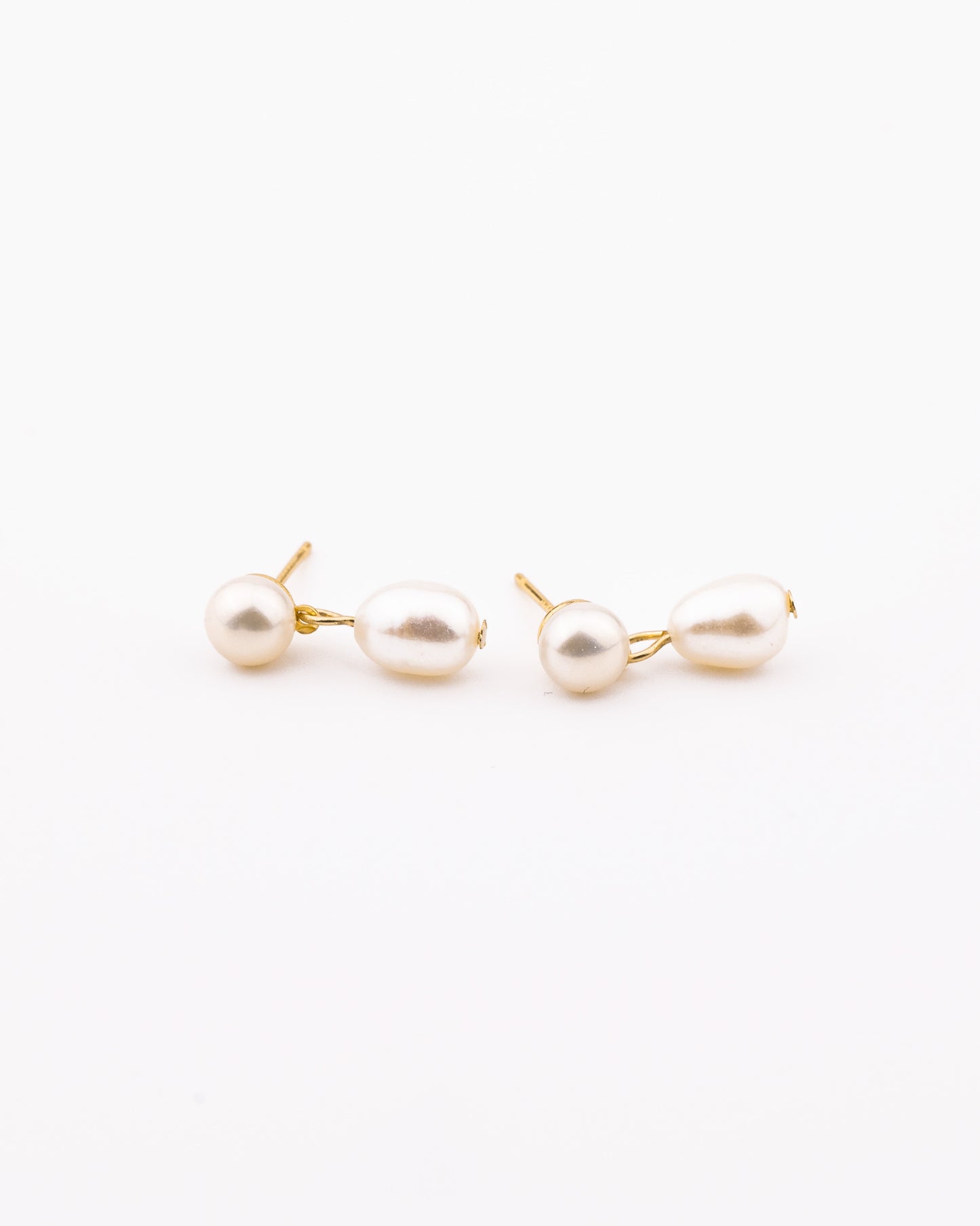 Double Pearl Drop Earrings