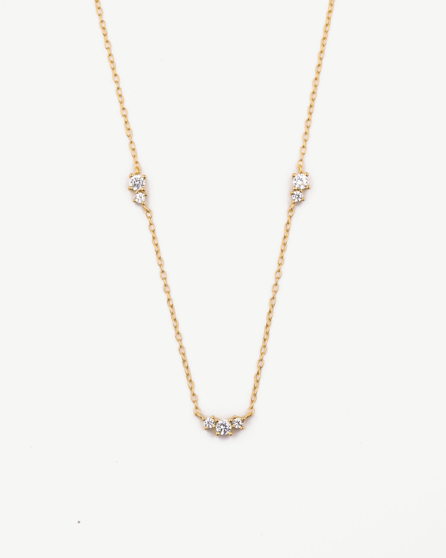 Triple Diamond Station Necklace
