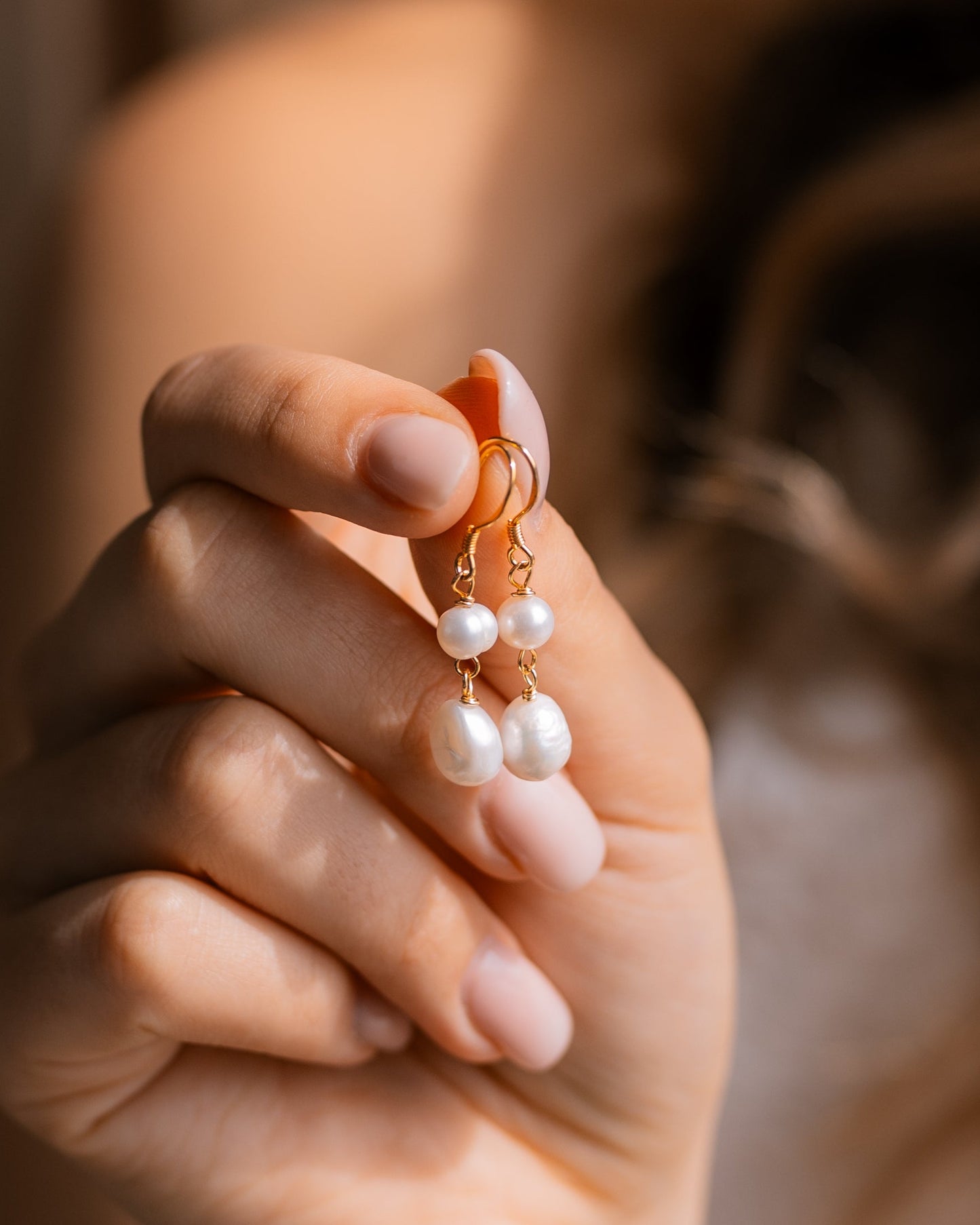 Pearl Dangle Hook Earrings