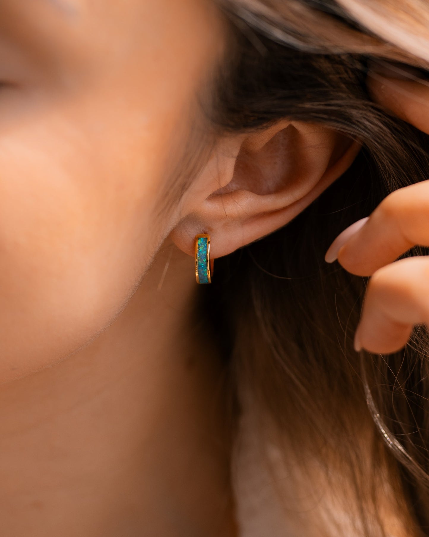 Green Opal Inlay Earrings