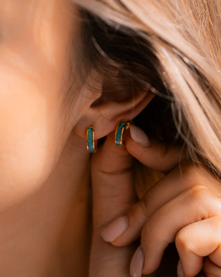 Green Opal Inlay Earrings