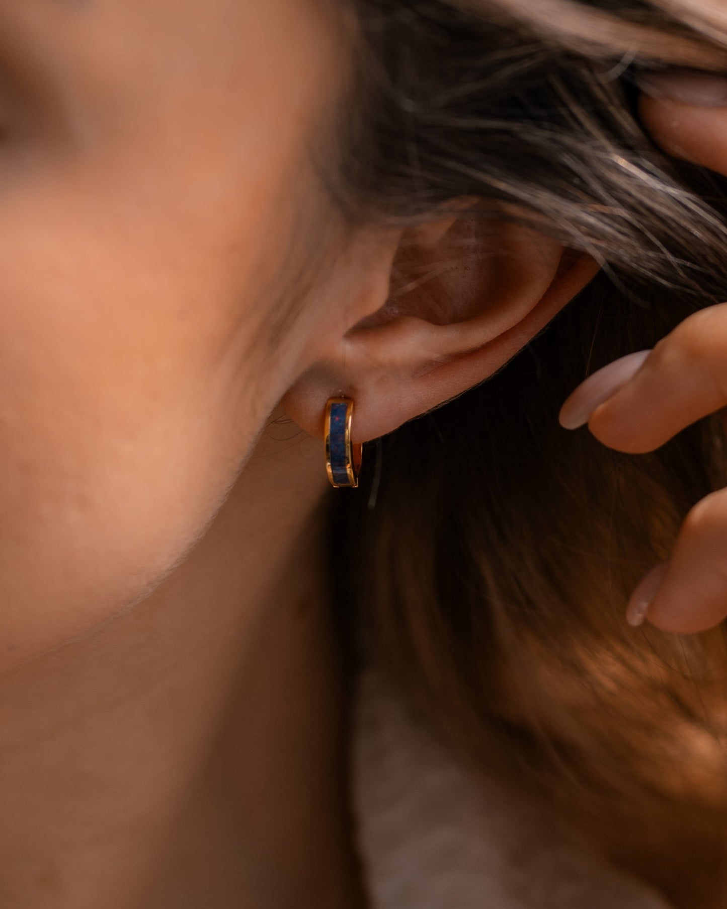 Purple Opal Inlay Earrings