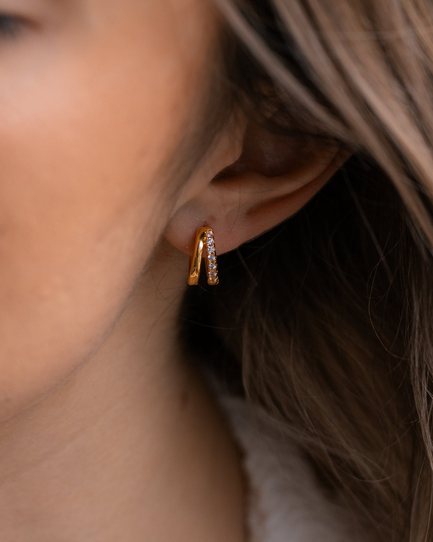 Pave Double Hoop Earrings