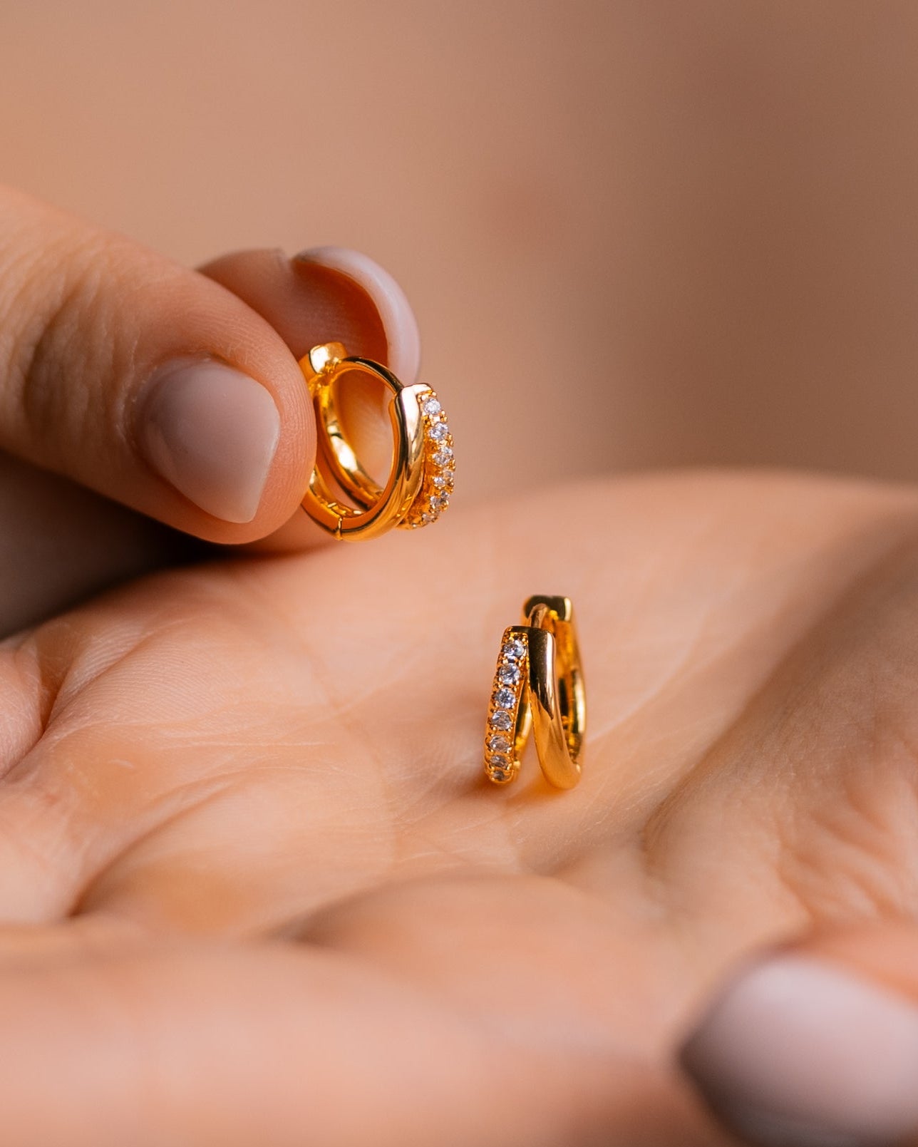 Pave Double Hoop Earrings