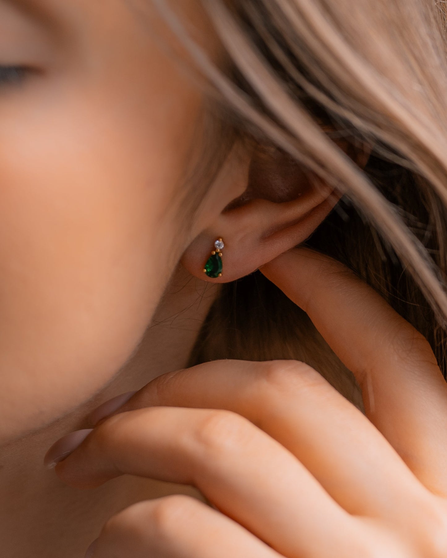 Emerald Drop Studs