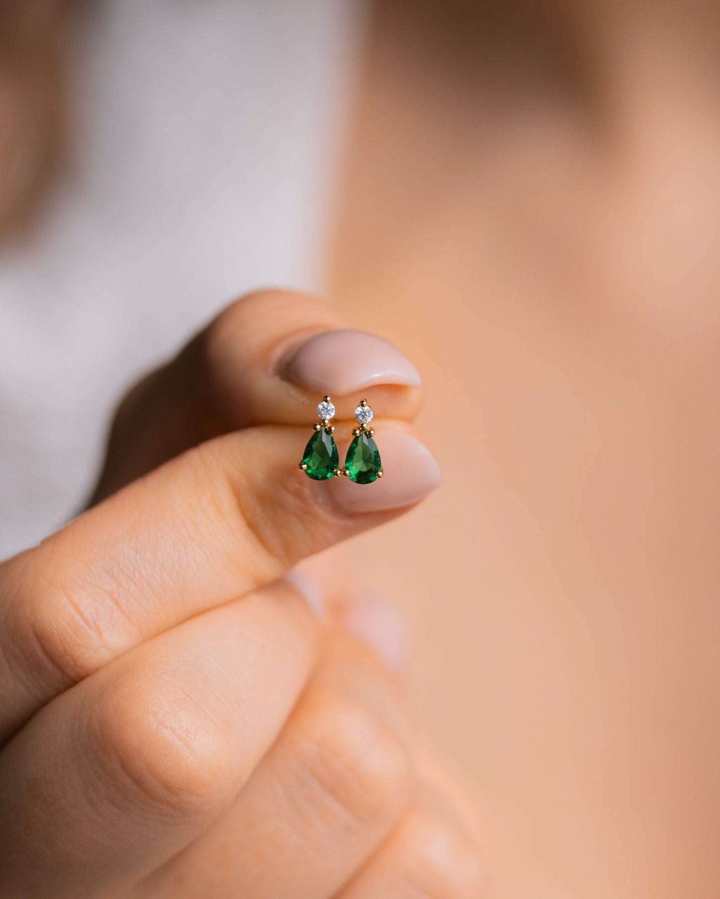 Emerald Drop Studs