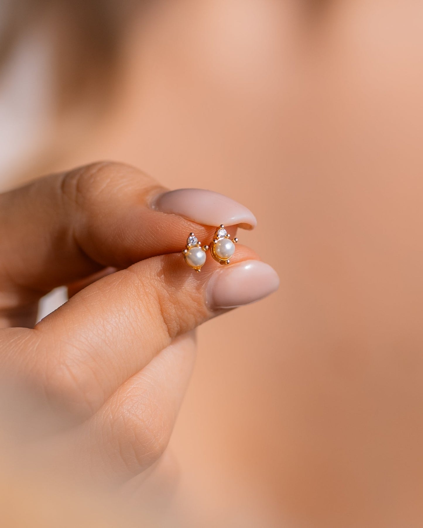 Tiny Pearl Diamond Studs