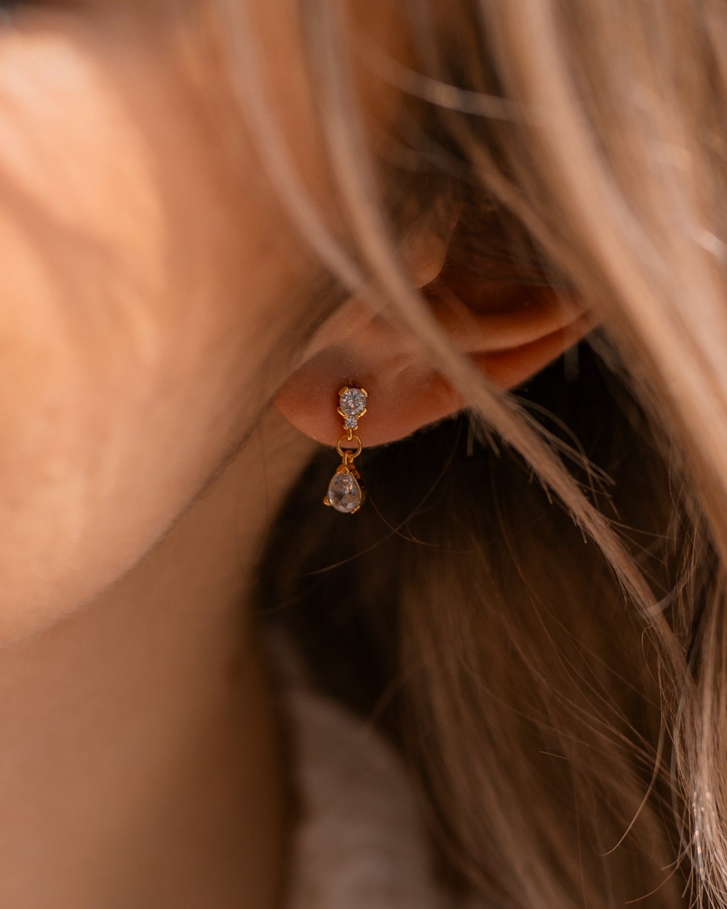 Teardrop Diamond Dangle Studs