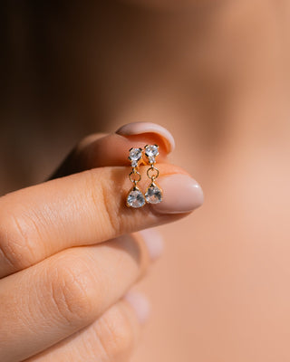 Teardrop Diamond Dangle Studs