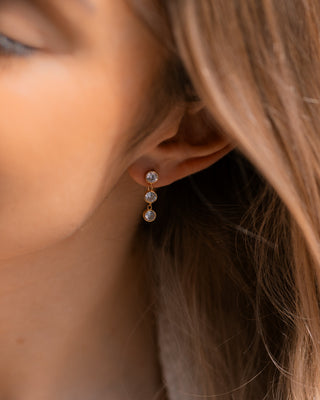 Triple Diamond Dangle Studs