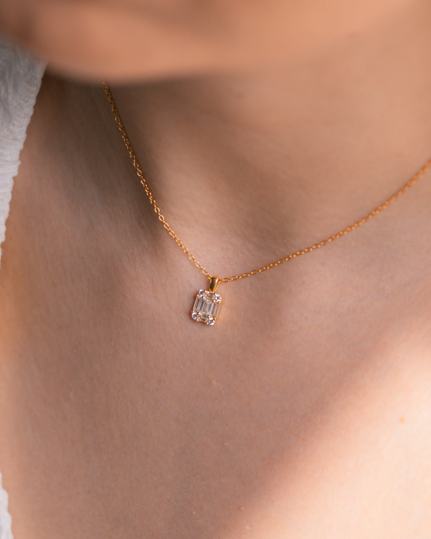 Baguette Diamond Tag Necklace