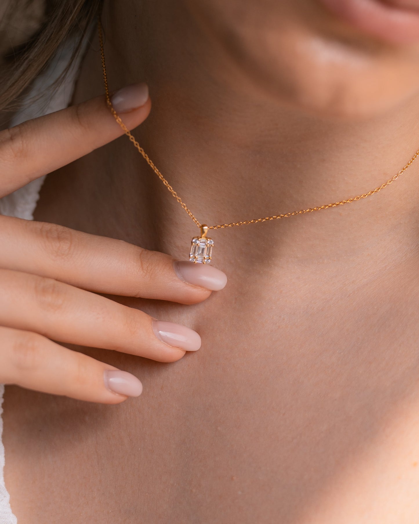 Baguette Diamond Tag Necklace