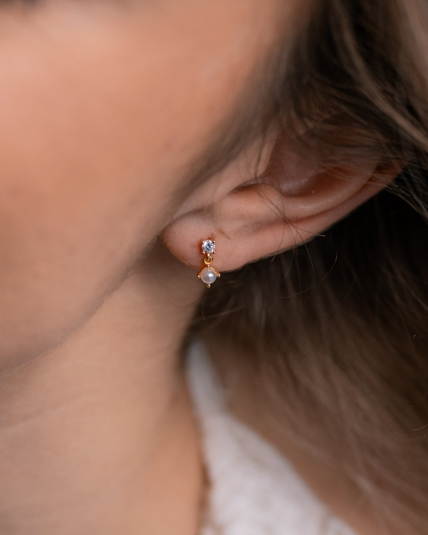 Pearl Dangle Diamond Studs