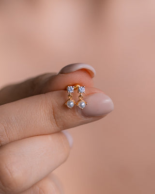 Pearl Dangle Diamond Studs