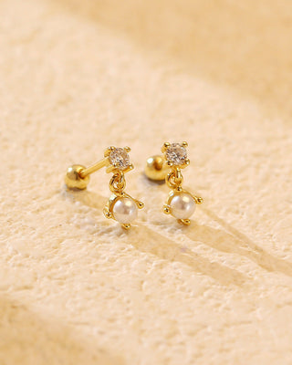 Pearl Dangle Diamond Studs