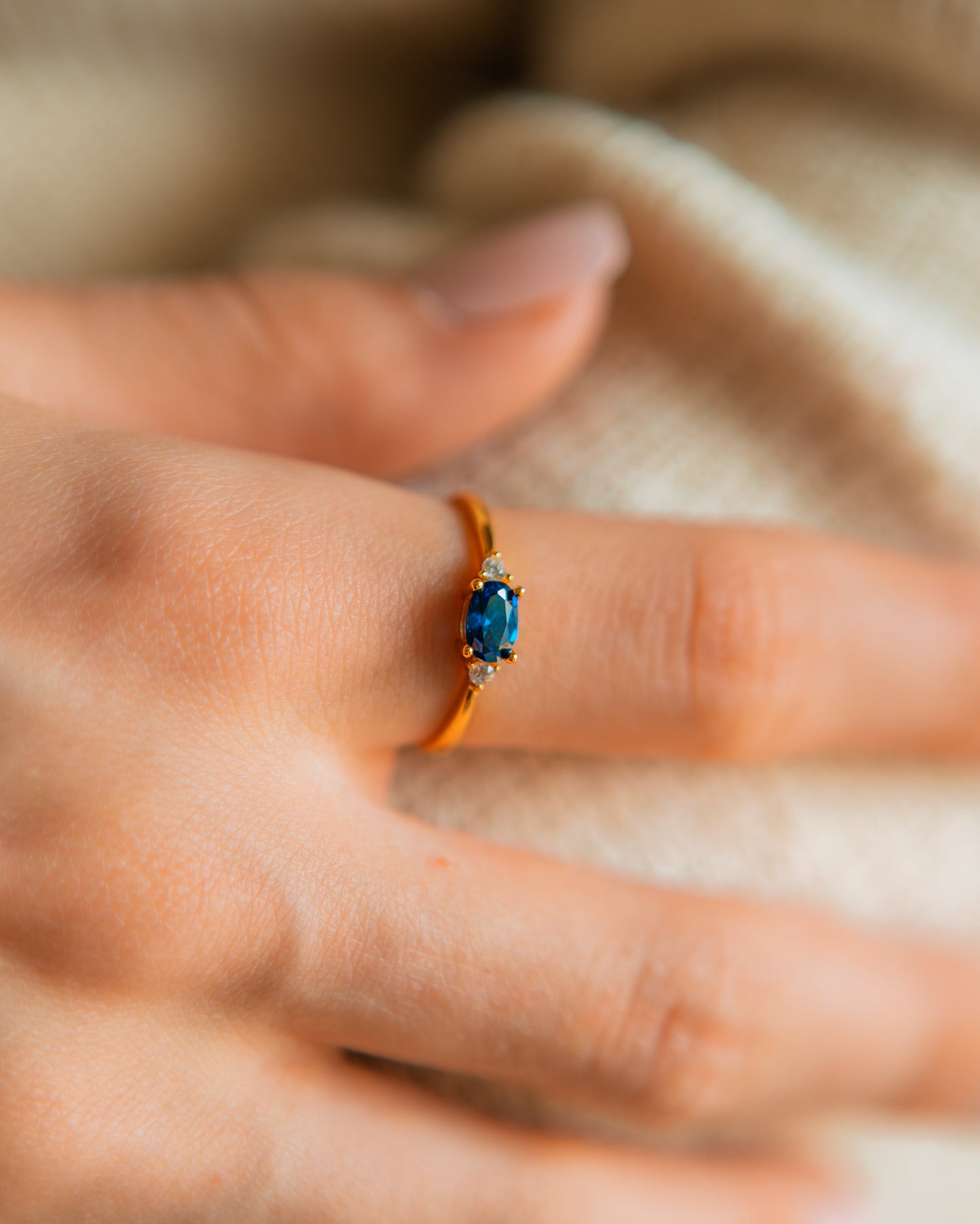Ovate Sapphire Diamond Ring