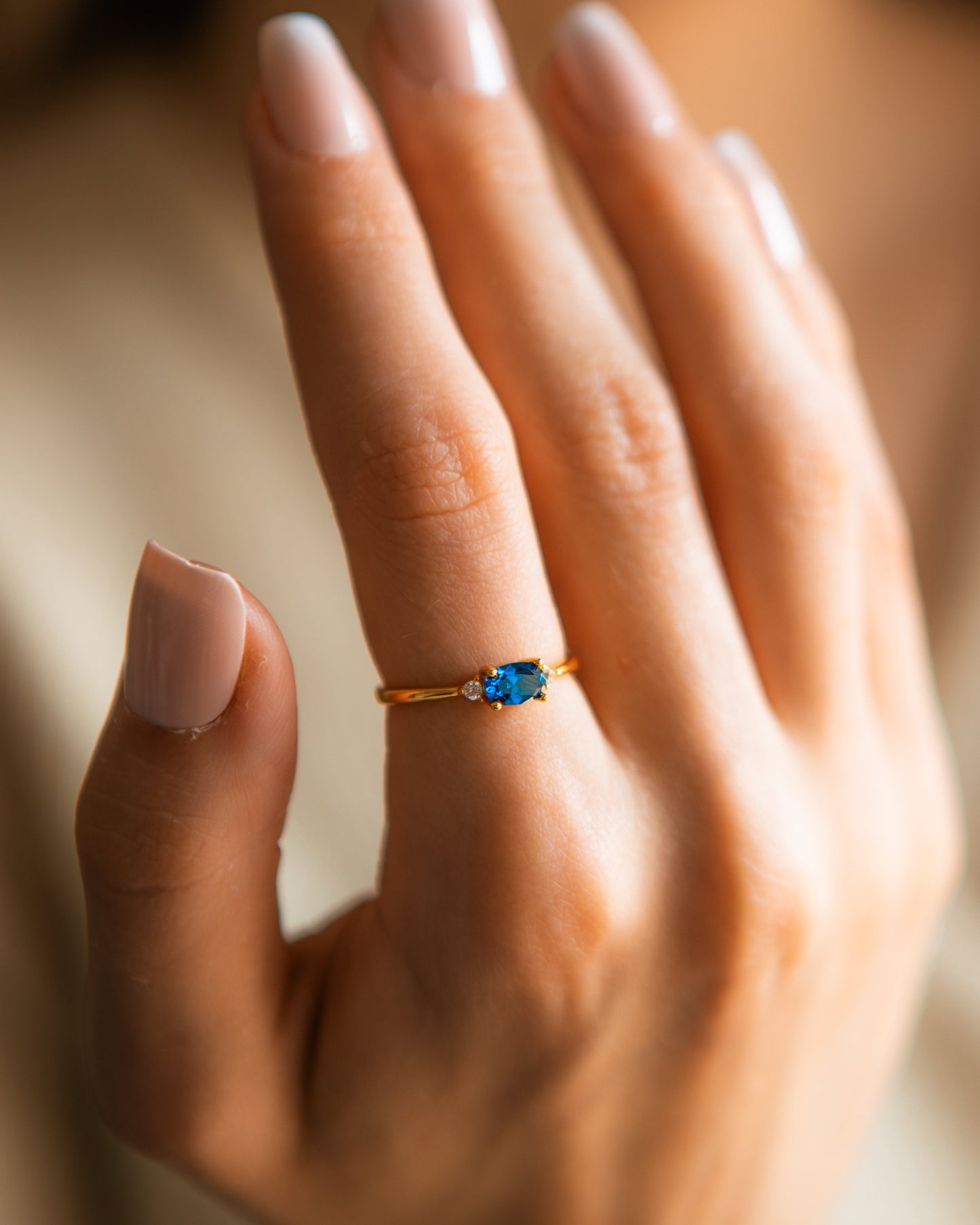 Ovate Sapphire Diamond Ring
