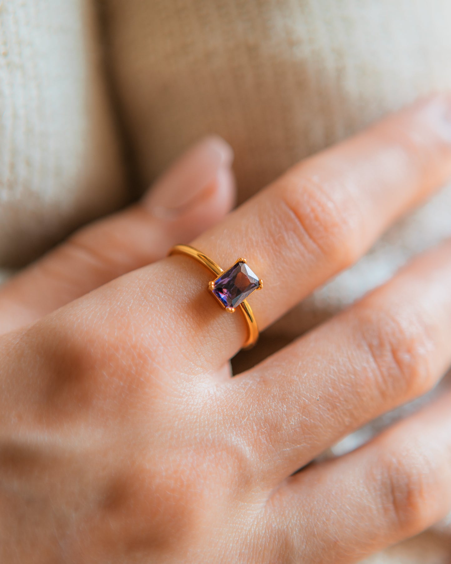 Baguette Amethyst Ring