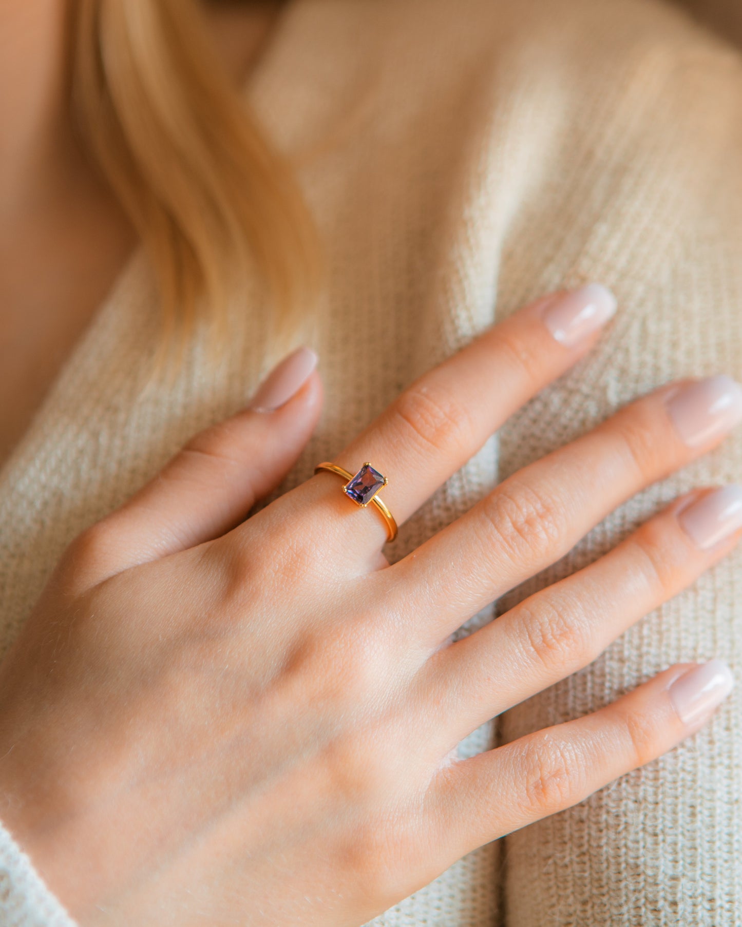 Baguette Amethyst Ring