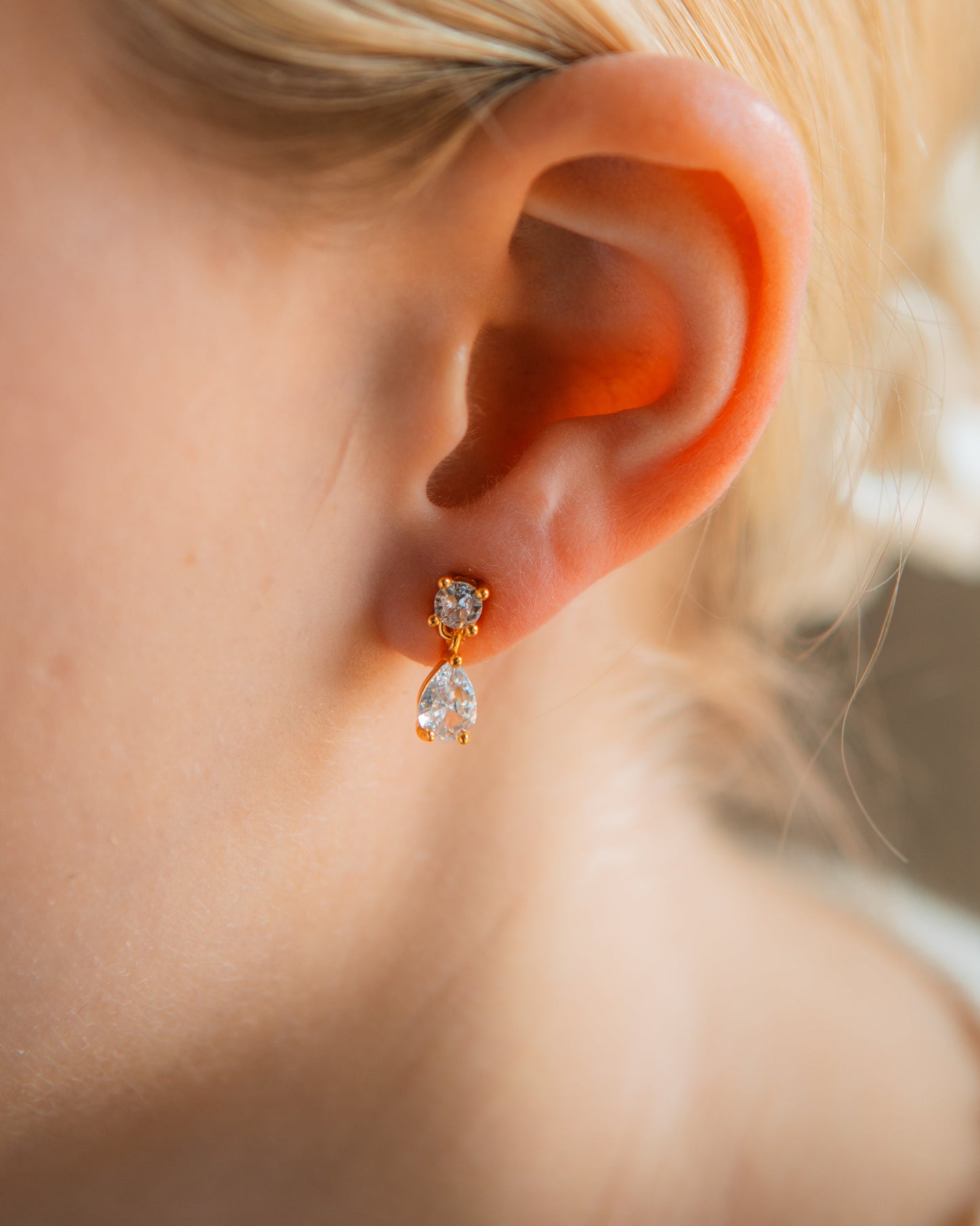 Teardrop Diamond Drop Studs