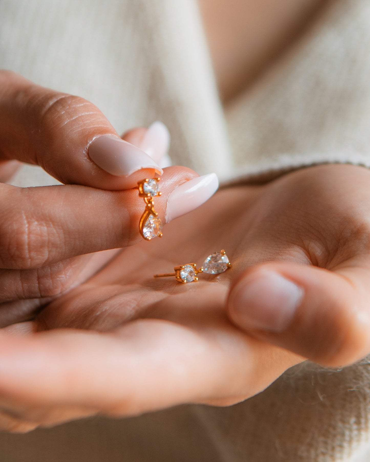 Teardrop Diamond Drop Studs