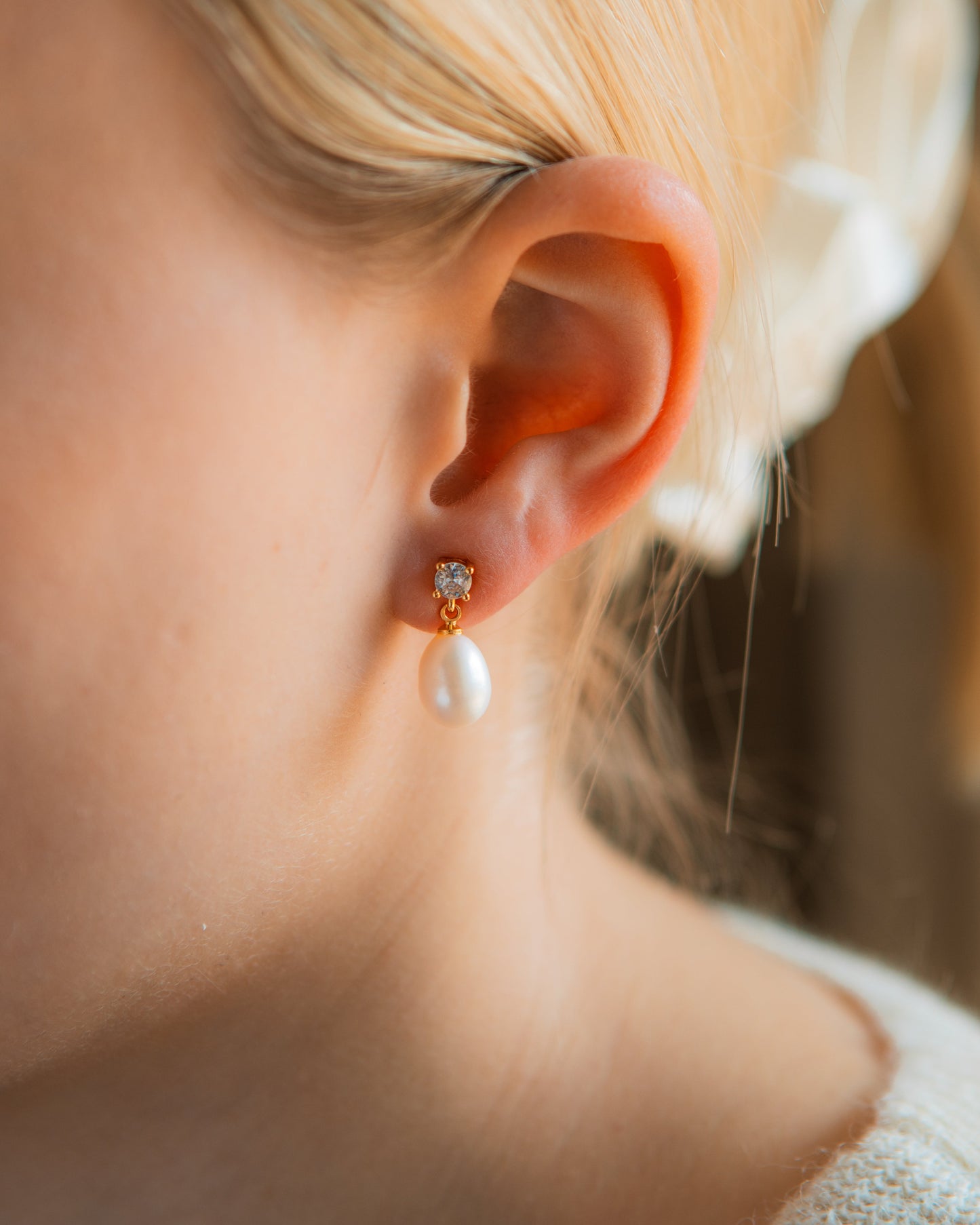Pearl Drop Diamond Studs