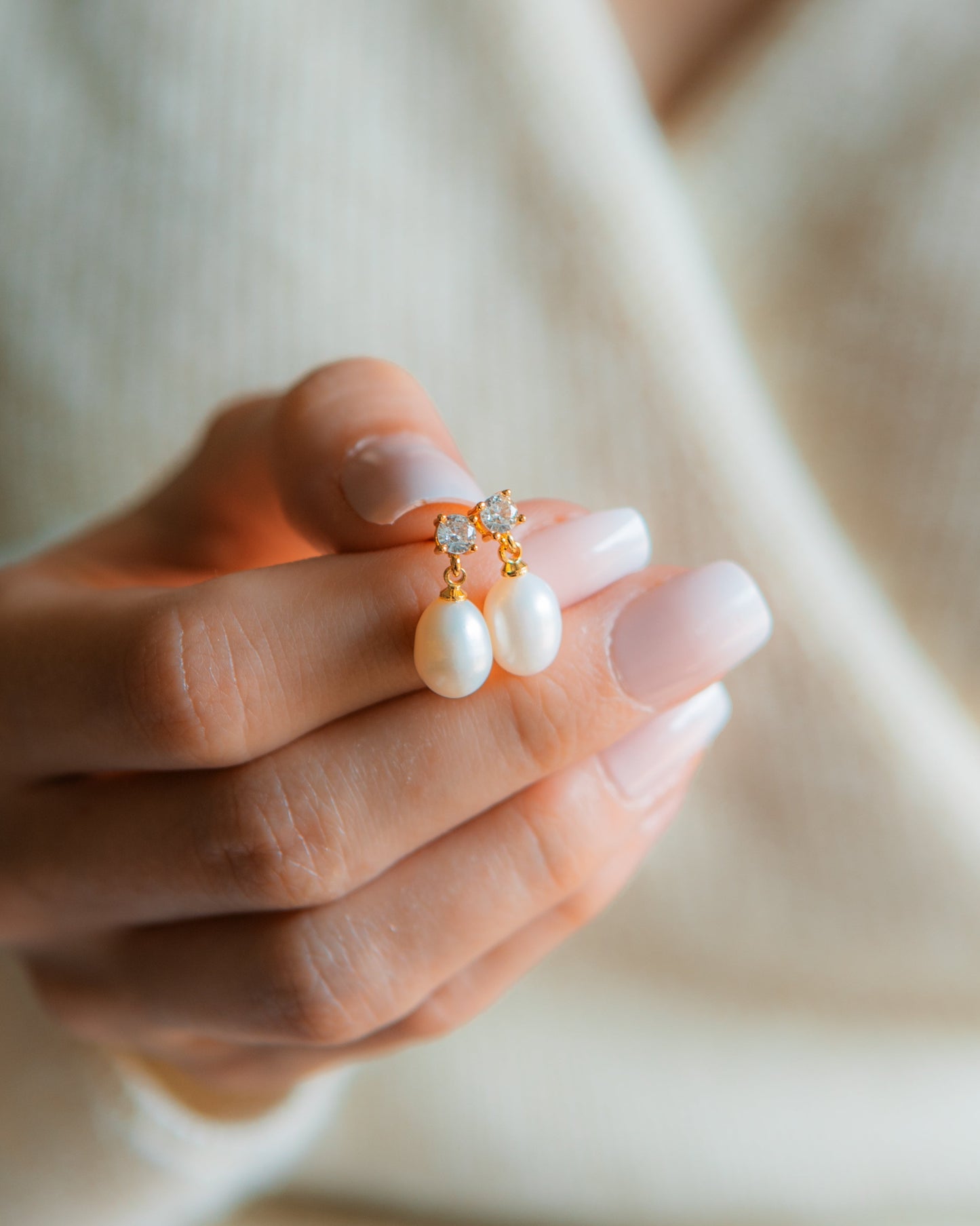 Pearl Drop Diamond Studs